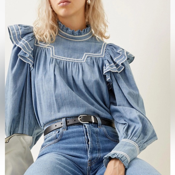 Ulla Johnson Mock Neck Long Sleeve Crop Top - Picture 3 of 10